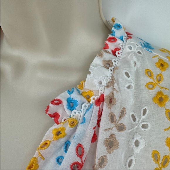 ANTONIO MELANI x KIMBERLY WHITMAN EYELET DRESS 100% COTTON FLORAL WHITE SIZE 12 - Picture 5 of 12